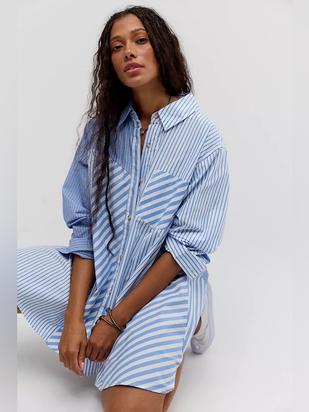 Free People Oxford Club Mini Dress Small Color: Cornfield Combo NWT